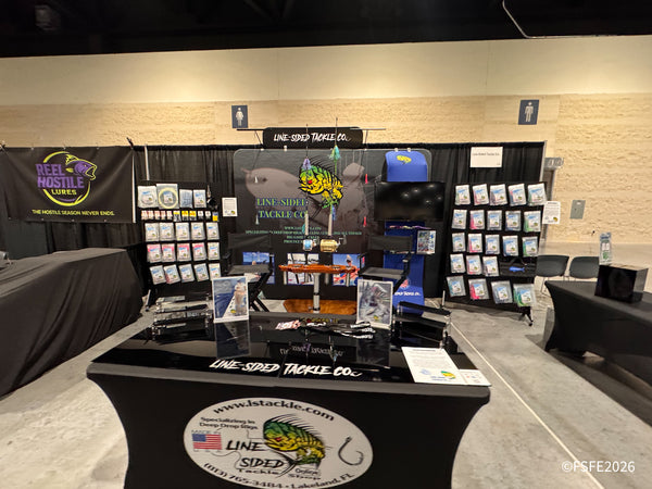 Line-Sided Tackle Co. and Reel Hostile Lures display deep-drop rigs and trolling lures at the Florida Fishing Expo.