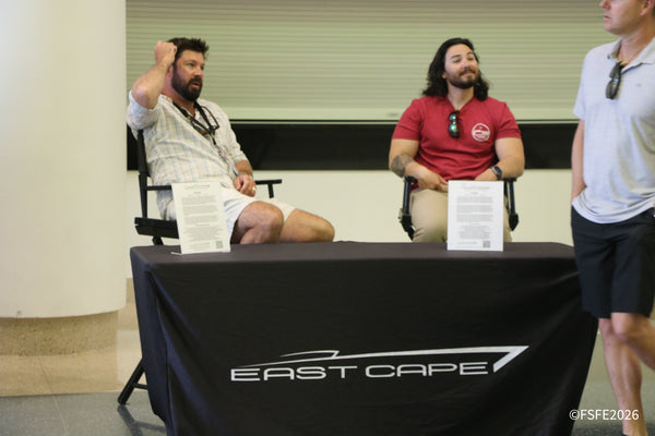 An East Cape Boatworks panel discussion draws attendees at the Florida Fishing Expo.
