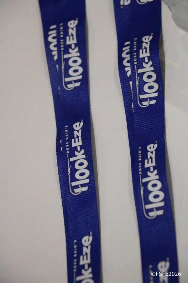 Ross Bain's Hook-Eze branded lanyards, part of the swag handed out at the Florida Fishing Expo.